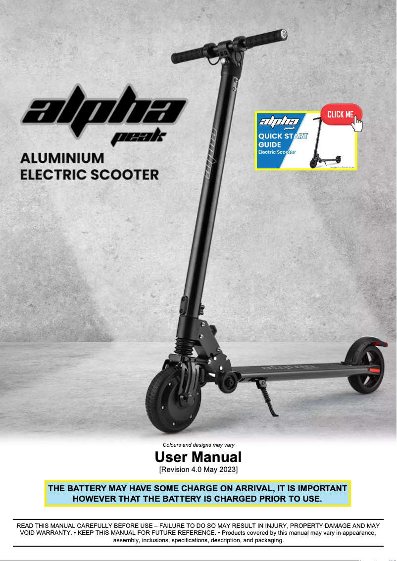 Image de la première page du manuel de l'appareil Peak