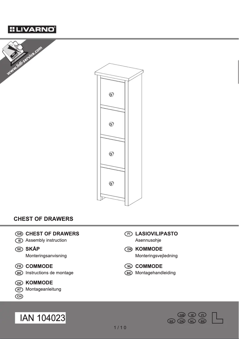 Page 1 de la notice Manuel utilisateur Livarno Lux IAN 104023