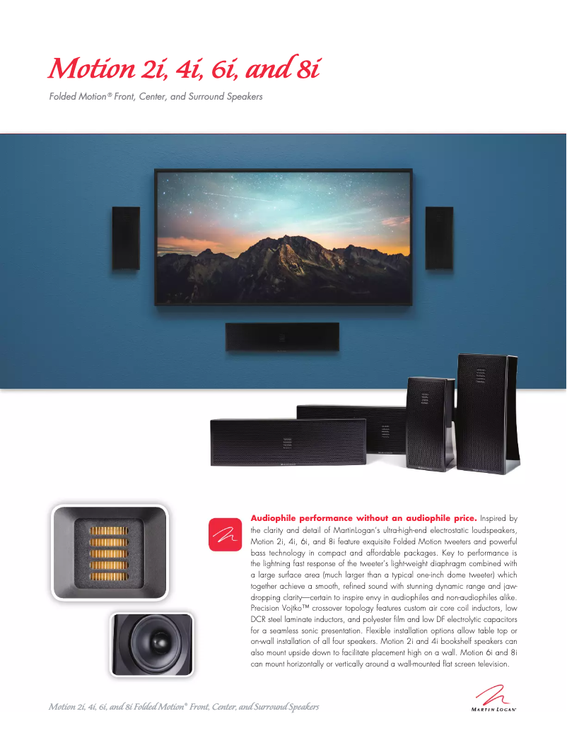 Page 1 de la notice Fiche technique Martin Logan Motion 6i