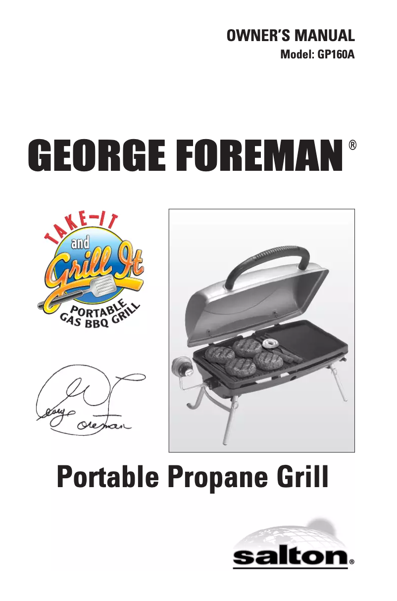 Page 1 de la notice Manuel utilisateur George Foreman GP160A