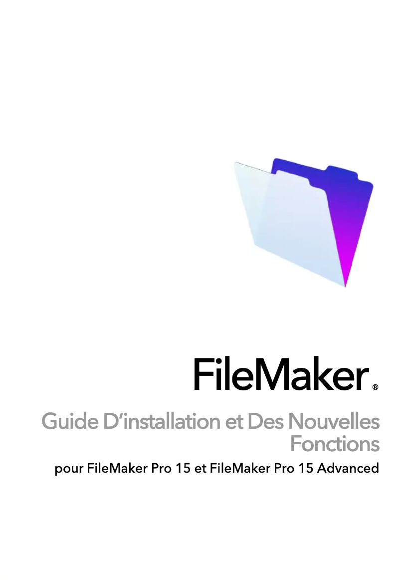 Page n°1 - Guide d'installation FileMaker Pro 15