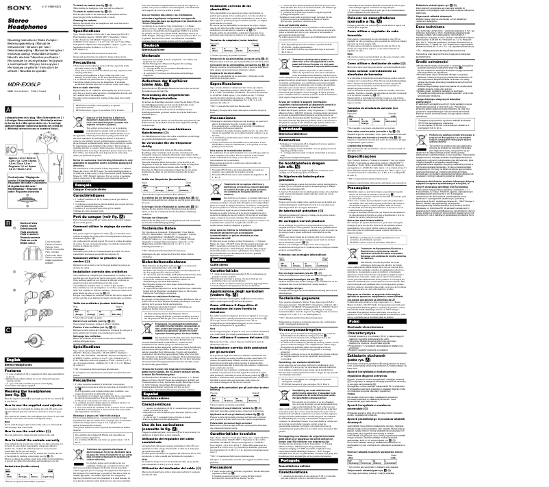 Image de la première page du manuel de l'appareil MDR-EX35LP