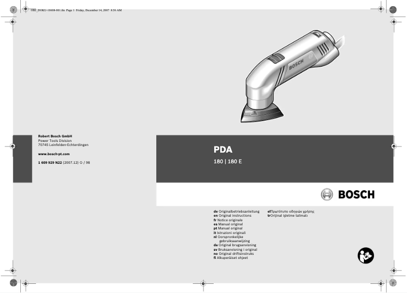 Page n°1 - Manuel utilisateur Bosch PDA 180