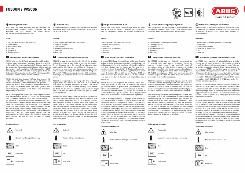 Page n°1 - Manuel utilisateur Abus FO500N