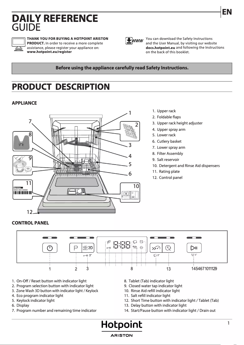 Page 1 de la notice Manuel utilisateur Hotpoint HFC 3C32 WX
