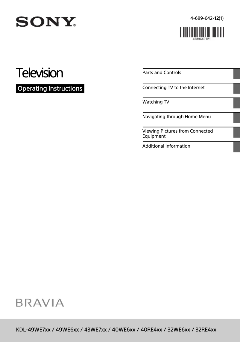 Page 1 de la notice Manuel utilisateur Sony 49WE753