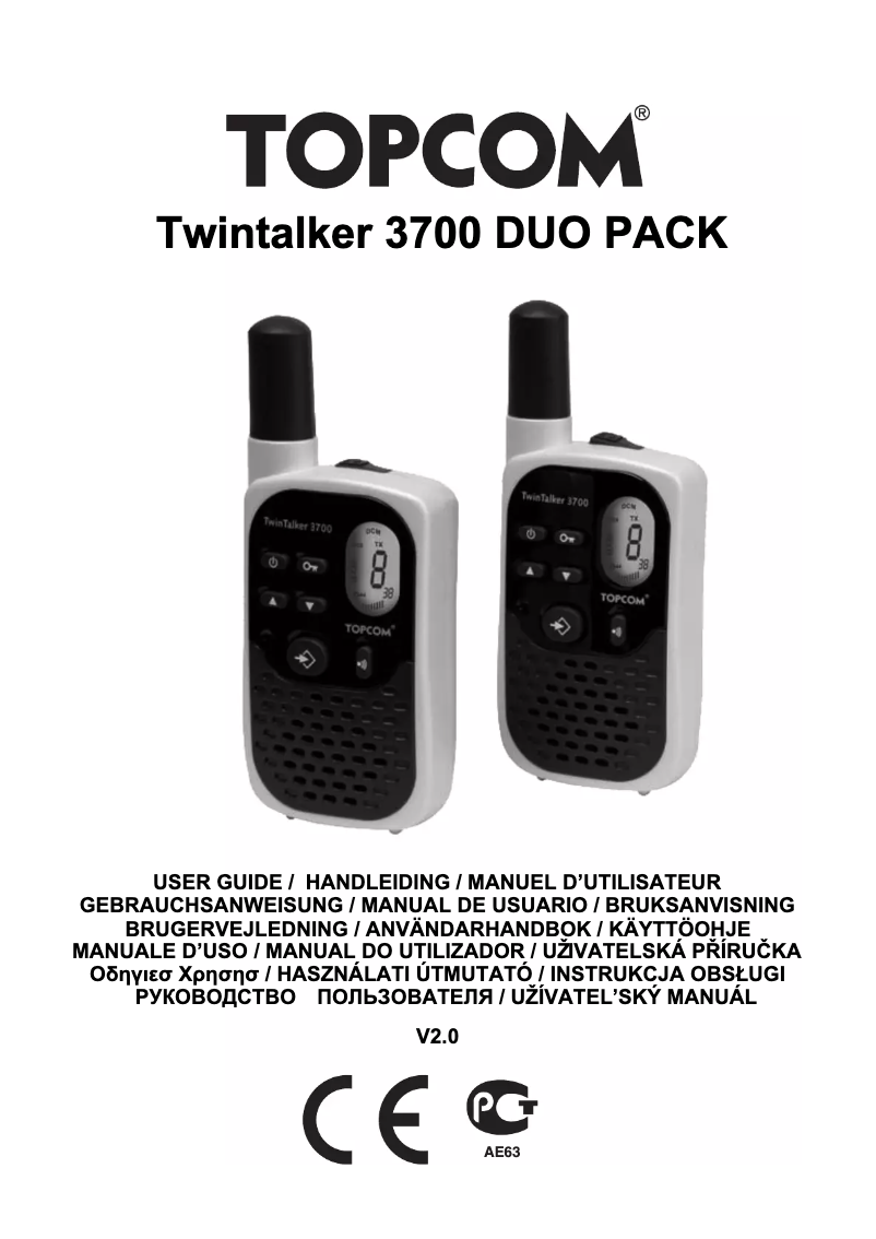 Page 1 de la notice Manuel utilisateur Topcom TwinTalker 3700 Duo Pack
