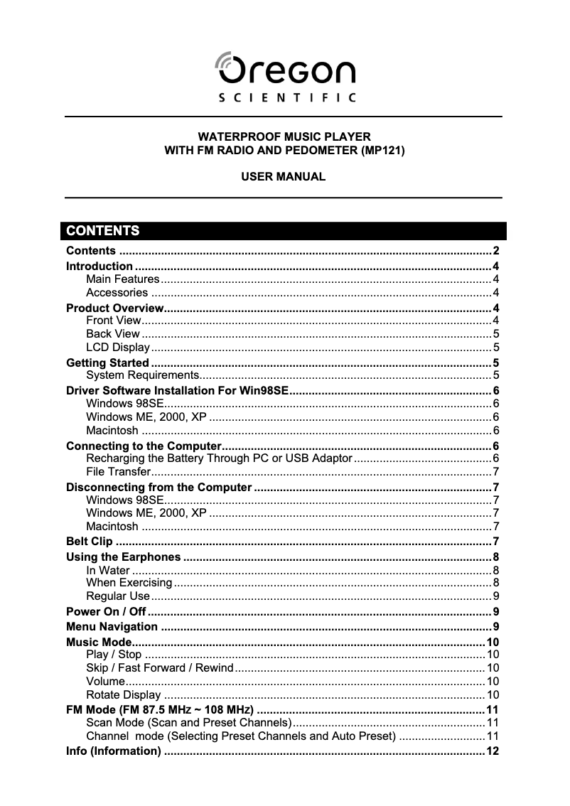 Image de la première page du manuel de l'appareil MP121