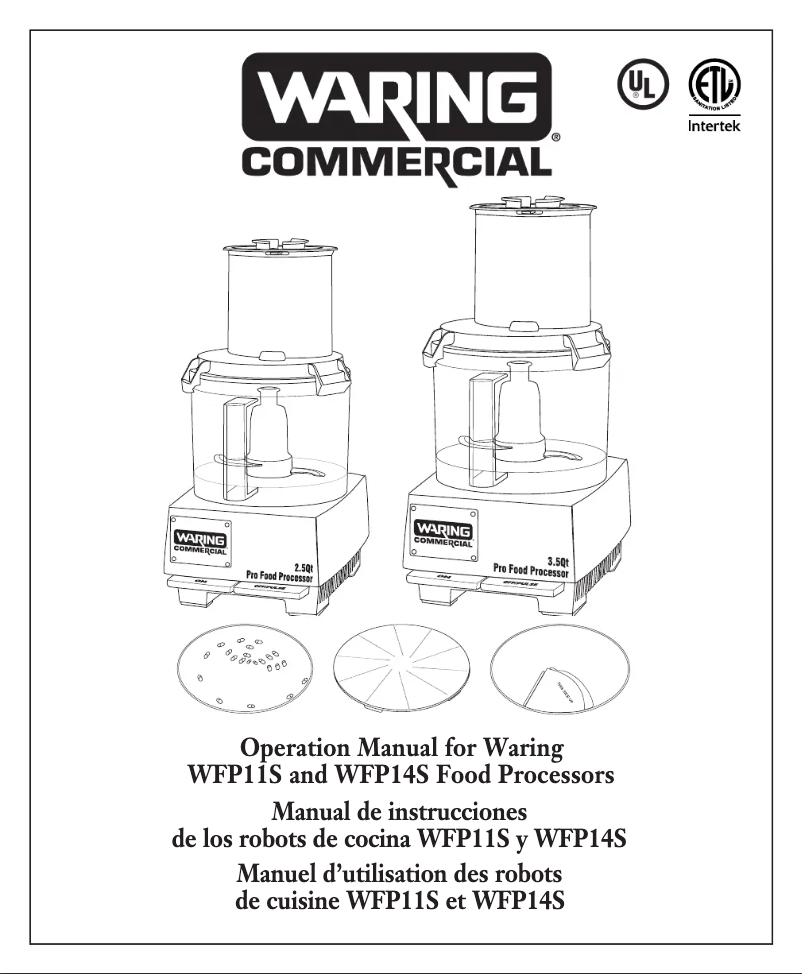 Page n°1 - Manuel utilisateur Waring Commercial WFP11S