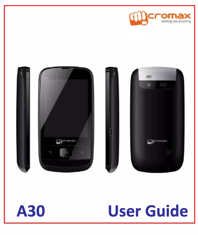 Page 1 de la notice Manuel utilisateur Micromax A30