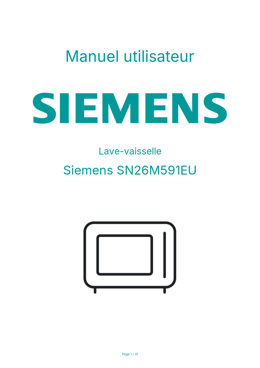 Page n°1 - Manuel utilisateur Siemens SN26M591EU