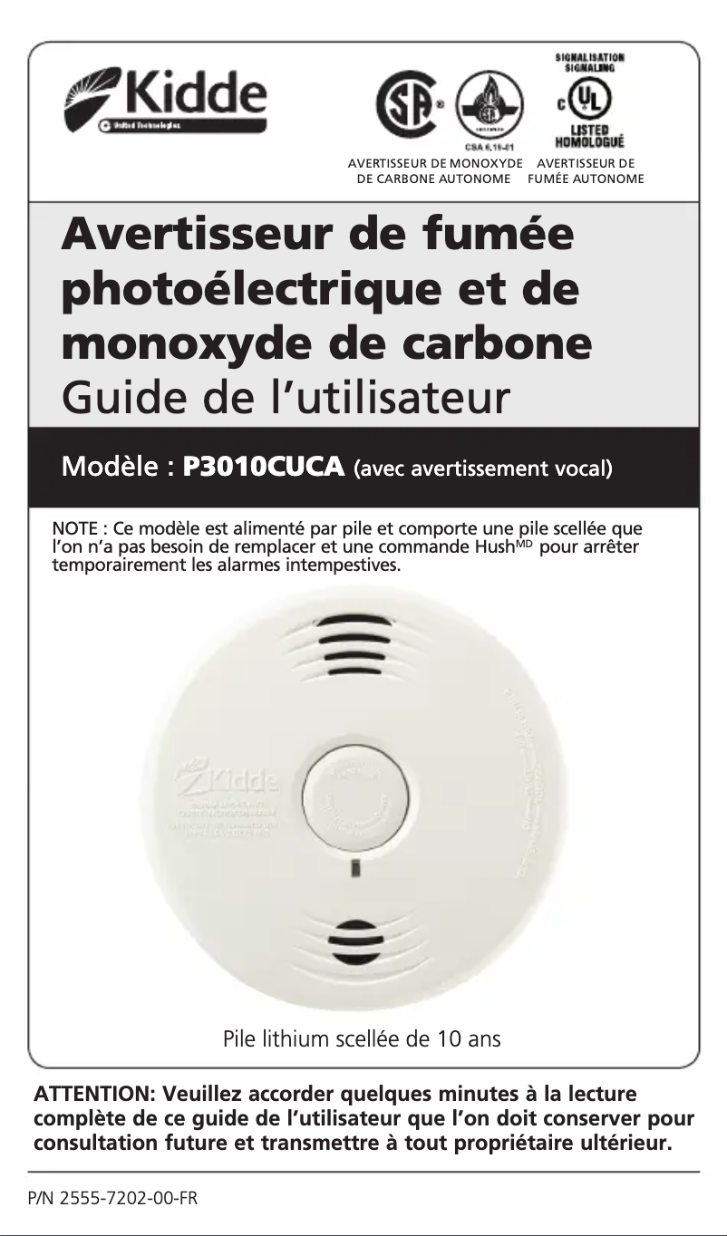 Page n°1 - Manuel utilisateur Kidde P3010CUCA