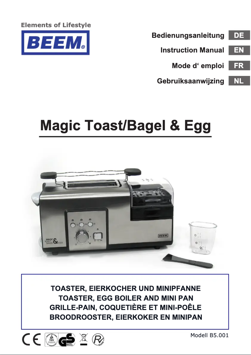 Page 1 de la notice Manuel utilisateur BEEM Magic Toast B5.001