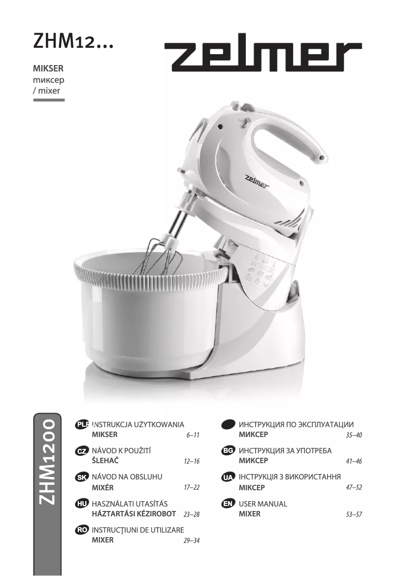 Page n°1 - Manuel utilisateur Zelmer ZHM1264M