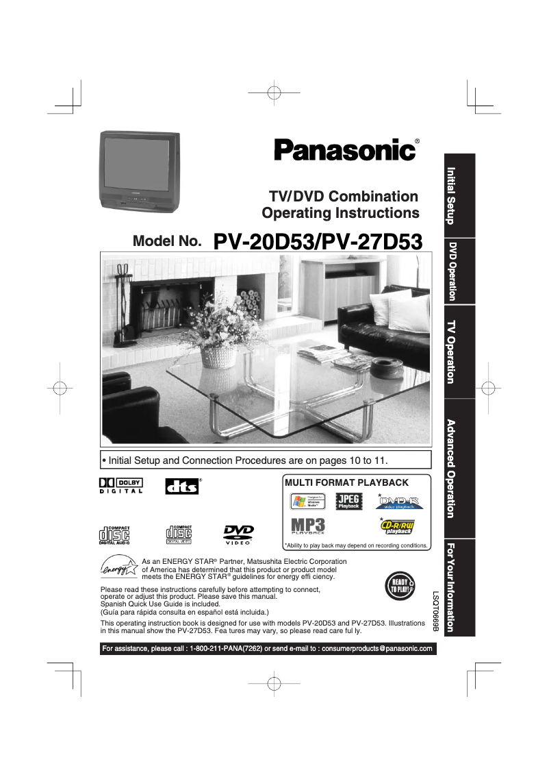 Page 1 de la notice Manuel utilisateur Panasonic PV-20D53