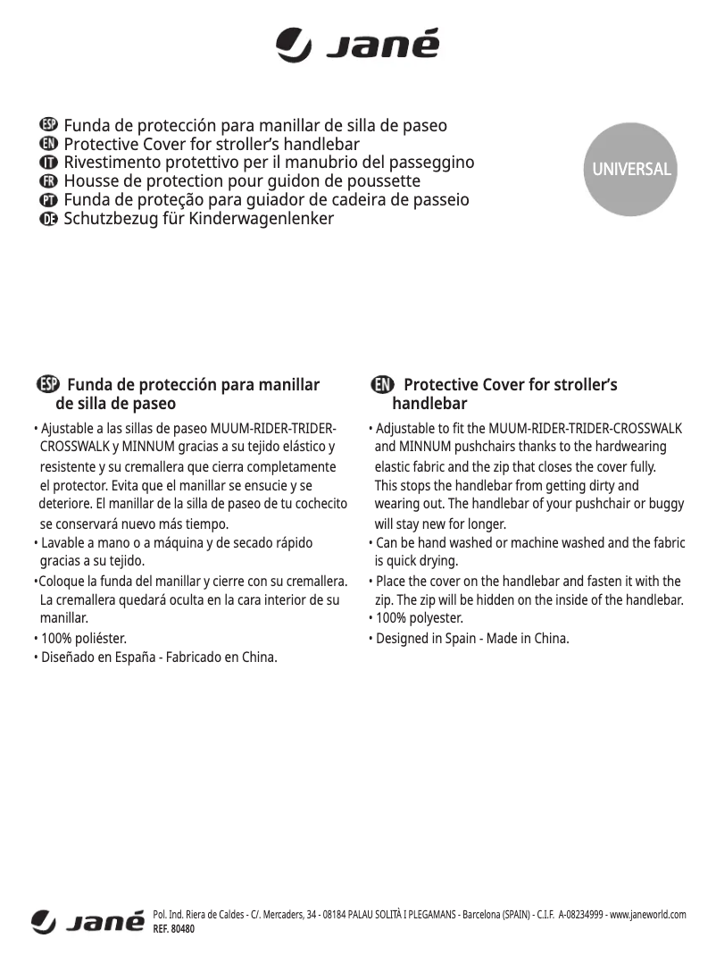Página 1 del manual Manual de usuario Jane Handlebar Cover