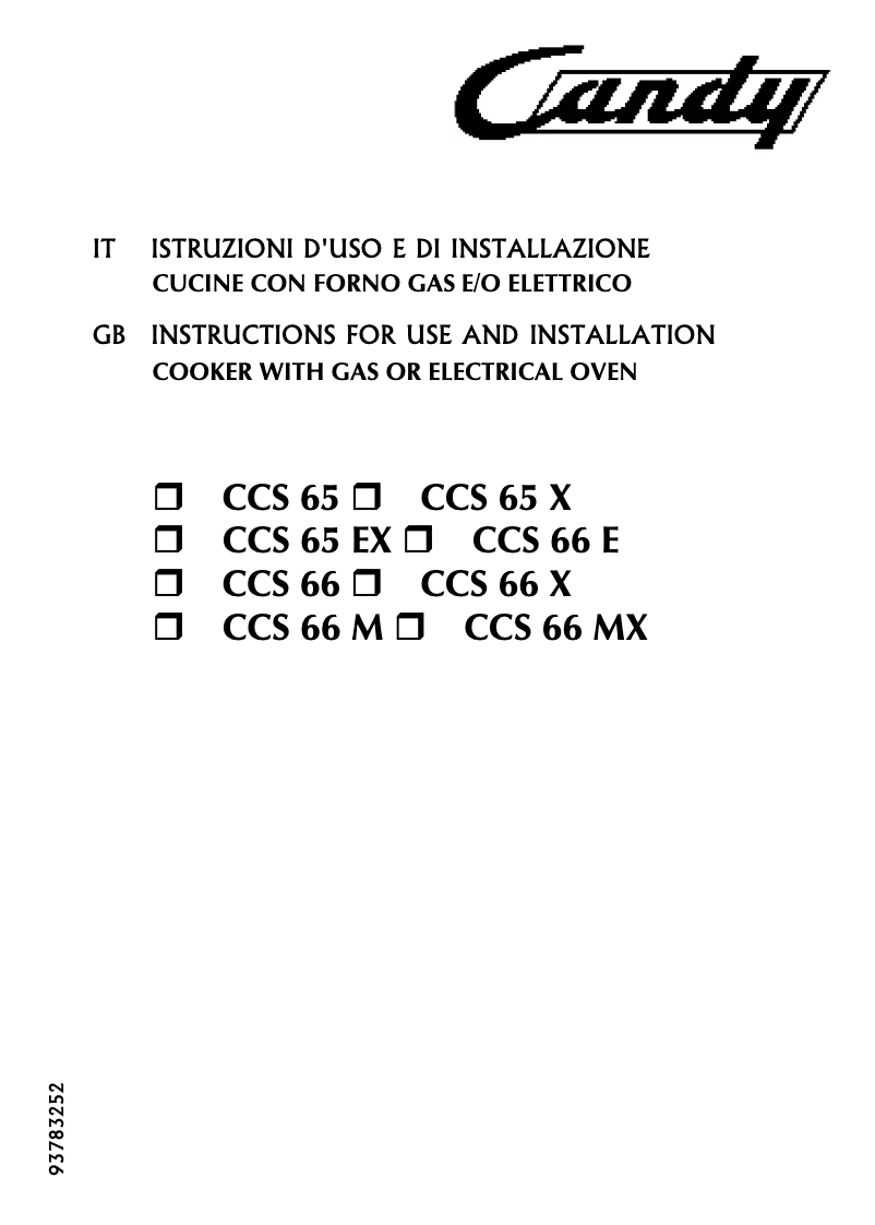 Image de la première page du manuel de l'appareil CF CCS 66 MX