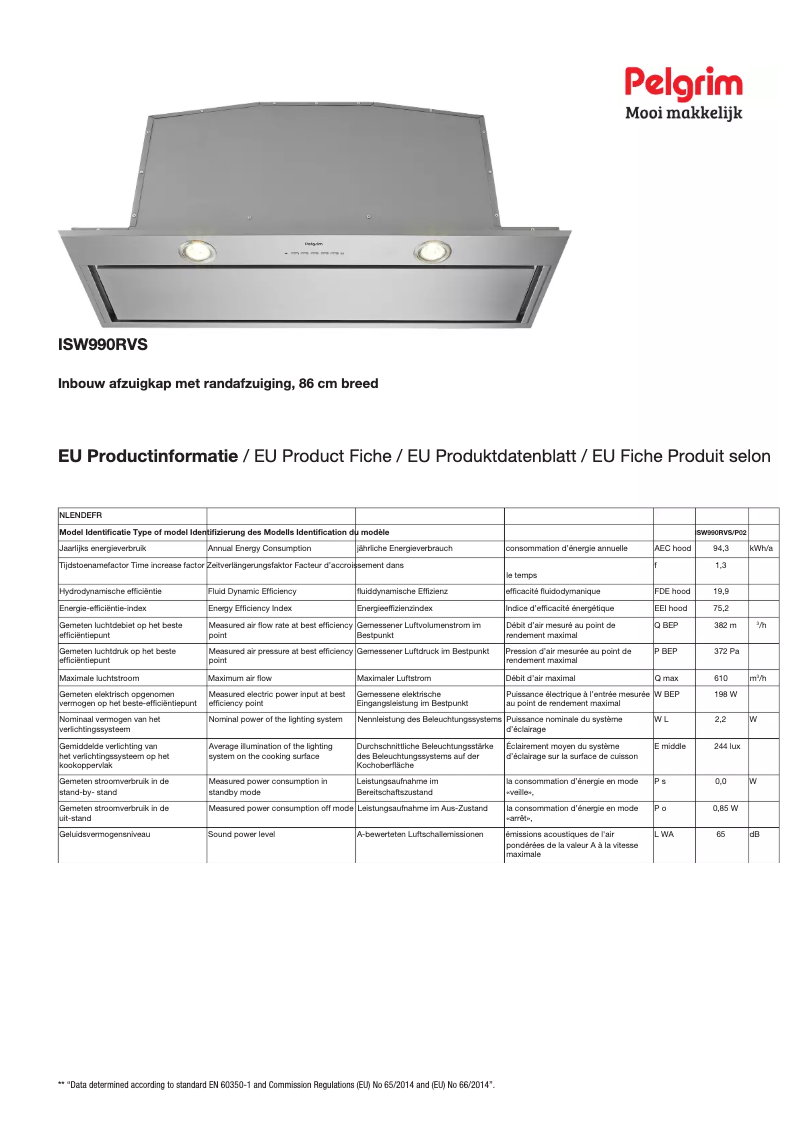 Image de la première page du manuel de l'appareil ISW990RVS