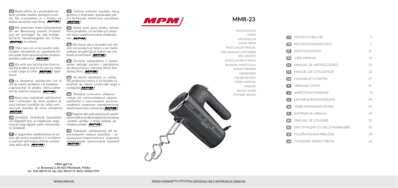 Page 1 de la notice Manuel utilisateur MPM MMR-23