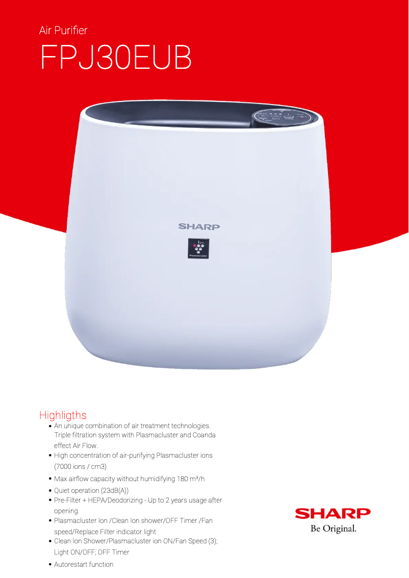 Page 1 de la notice Manuel utilisateur Sharp FPJ30EUB