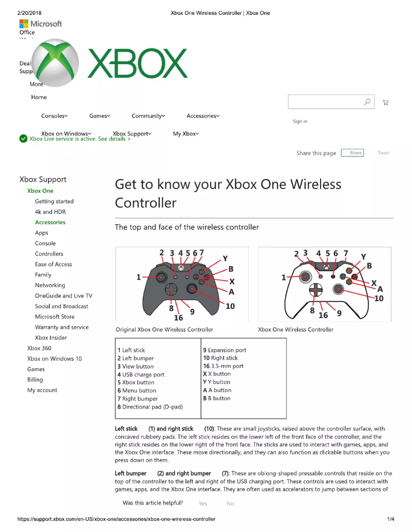 Page n°1 - Manuel utilisateur Microsoft Xbox One Wireless Controller