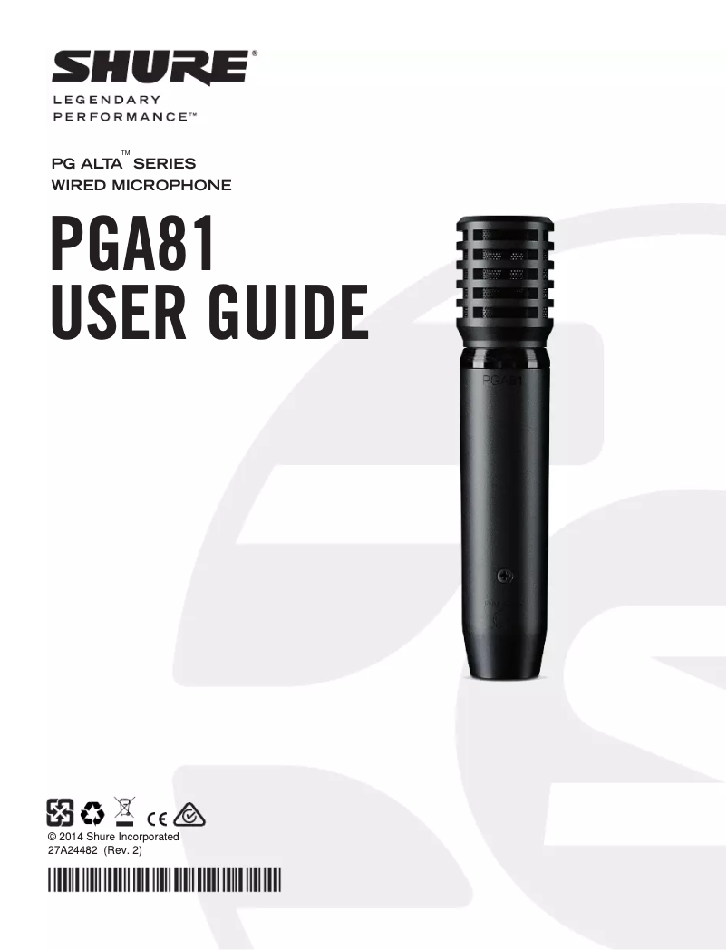 Page n°1 - Manuel utilisateur Shure PGA81-XLR
