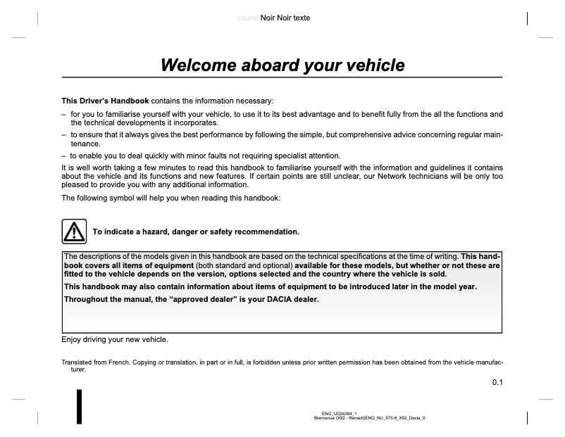 Page 1 de la notice Manuel utilisateur Renault Lodgy (2016)