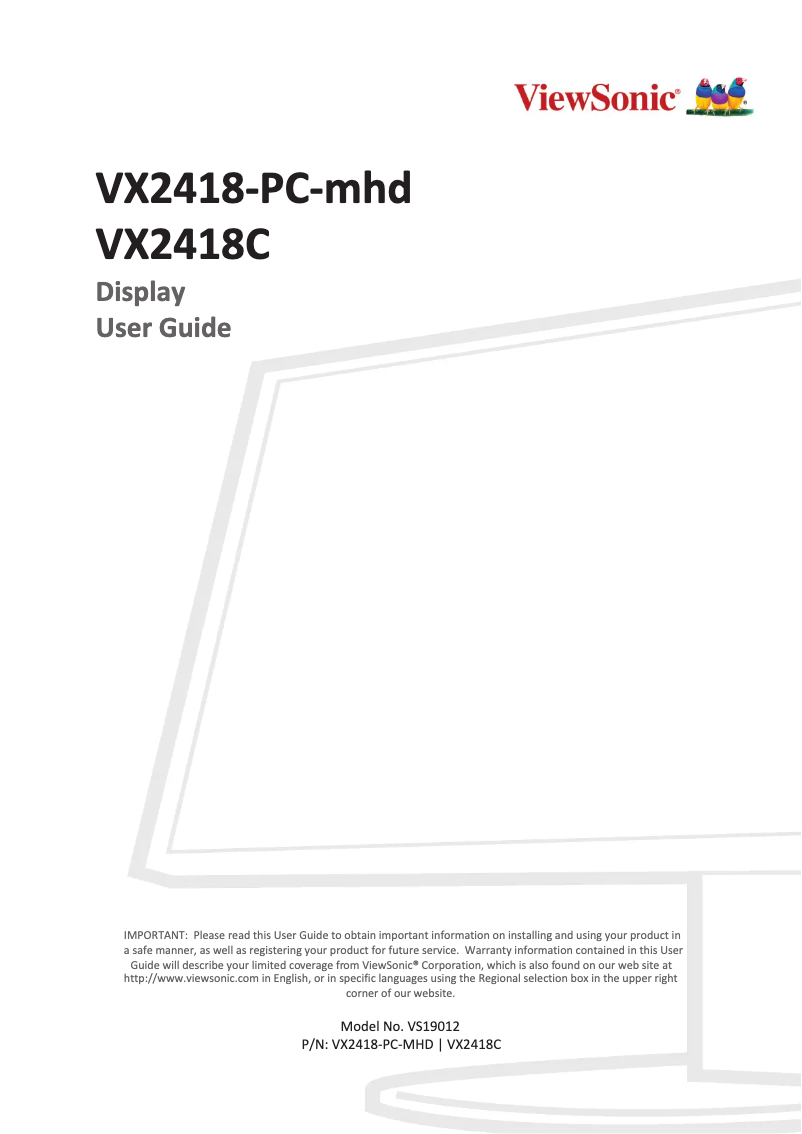 Page 1 de la notice Manuel utilisateur Viewsonic VX2418C