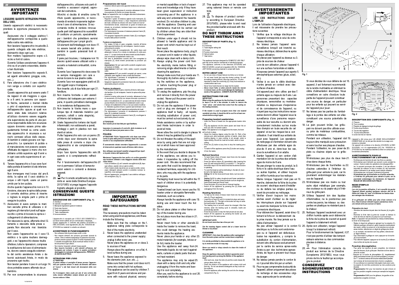 Page n°1 - Manuel utilisateur Ariete 0153