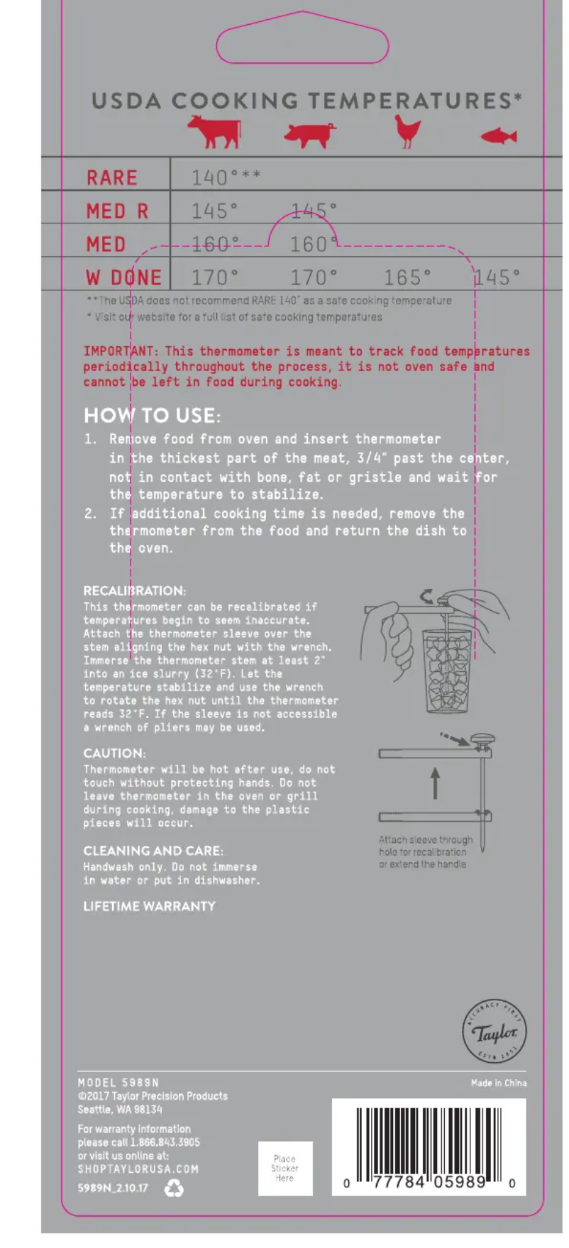 Page 1 de la notice Manuel utilisateur Taylor 5989N