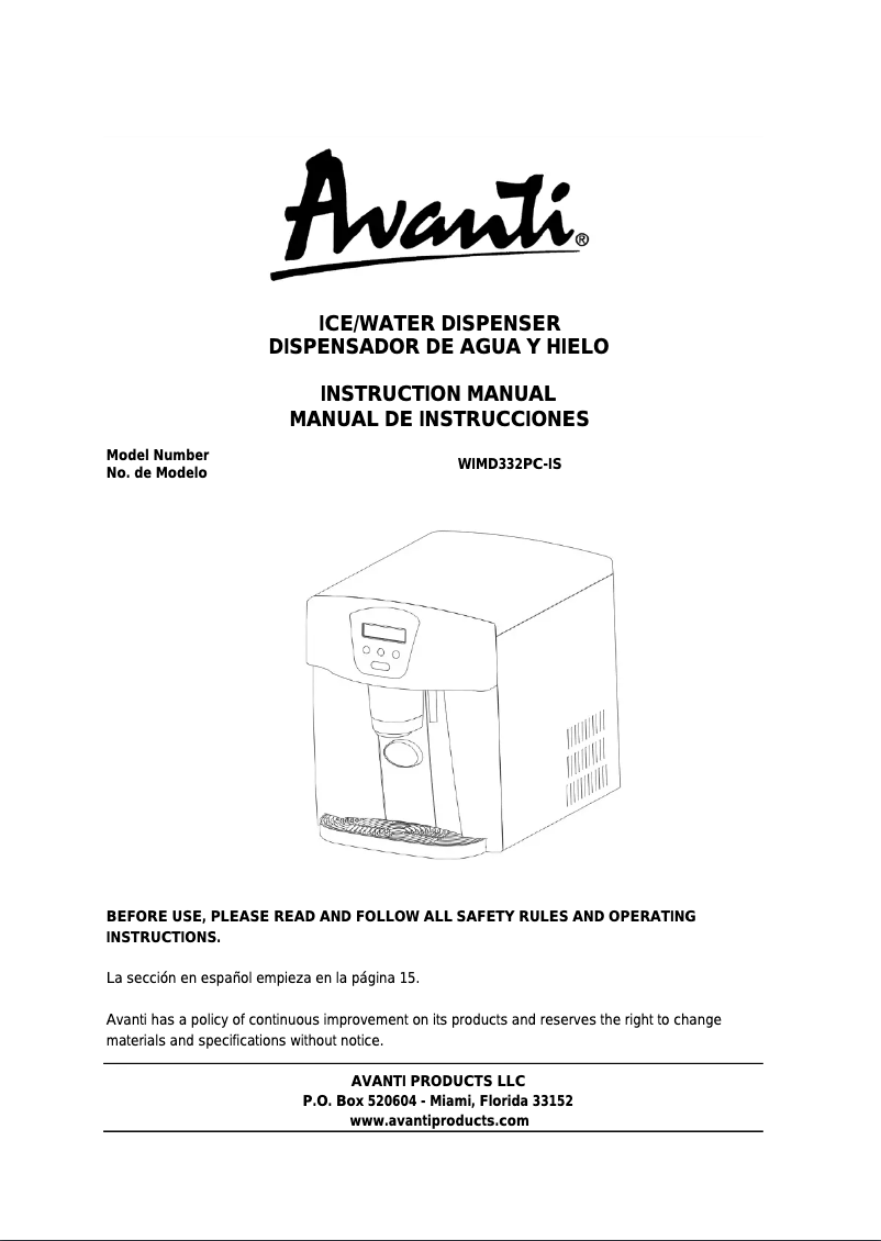 Page n°1 - Manuel utilisateur Avanti WIMD332PC-IS