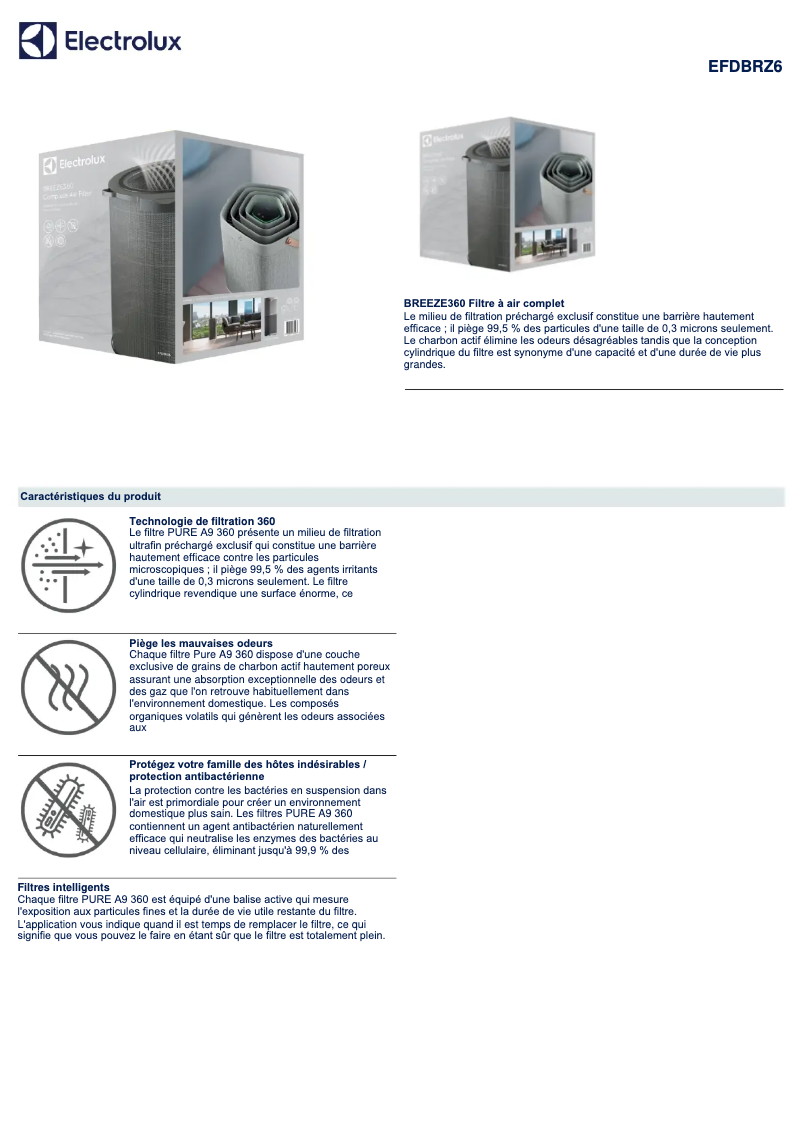 Page 1 de la notice Manuel utilisateur Electrolux EFDBRZ6