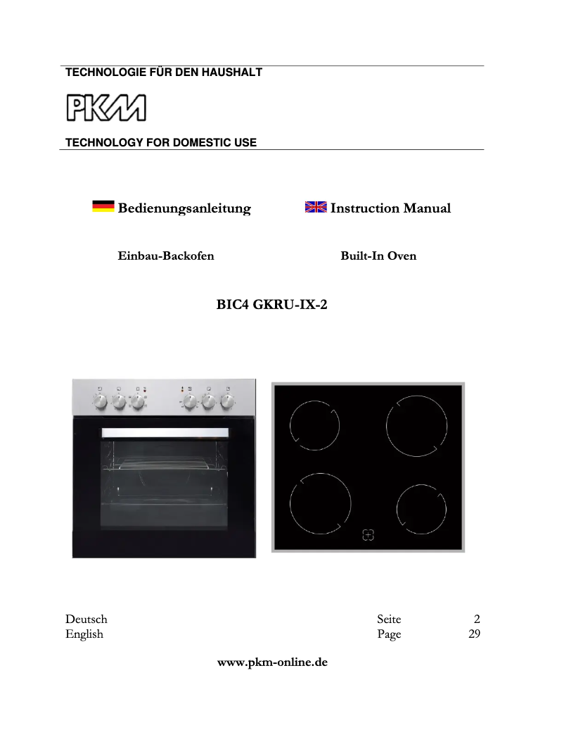 Page 1 de la notice Manuel utilisateur PKM BIC4 GKRU-IX-2