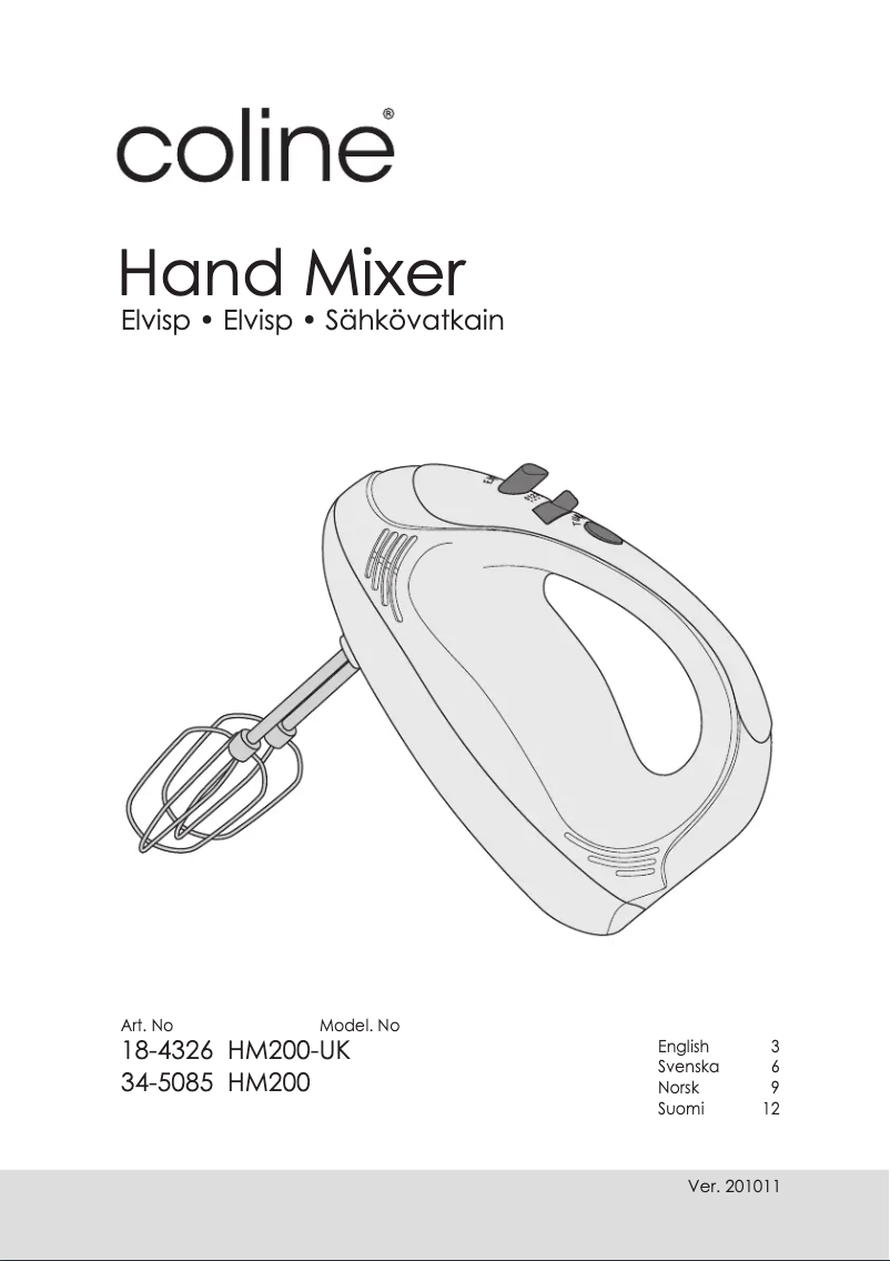 Page 1 de la notice Manuel utilisateur Coline HM200