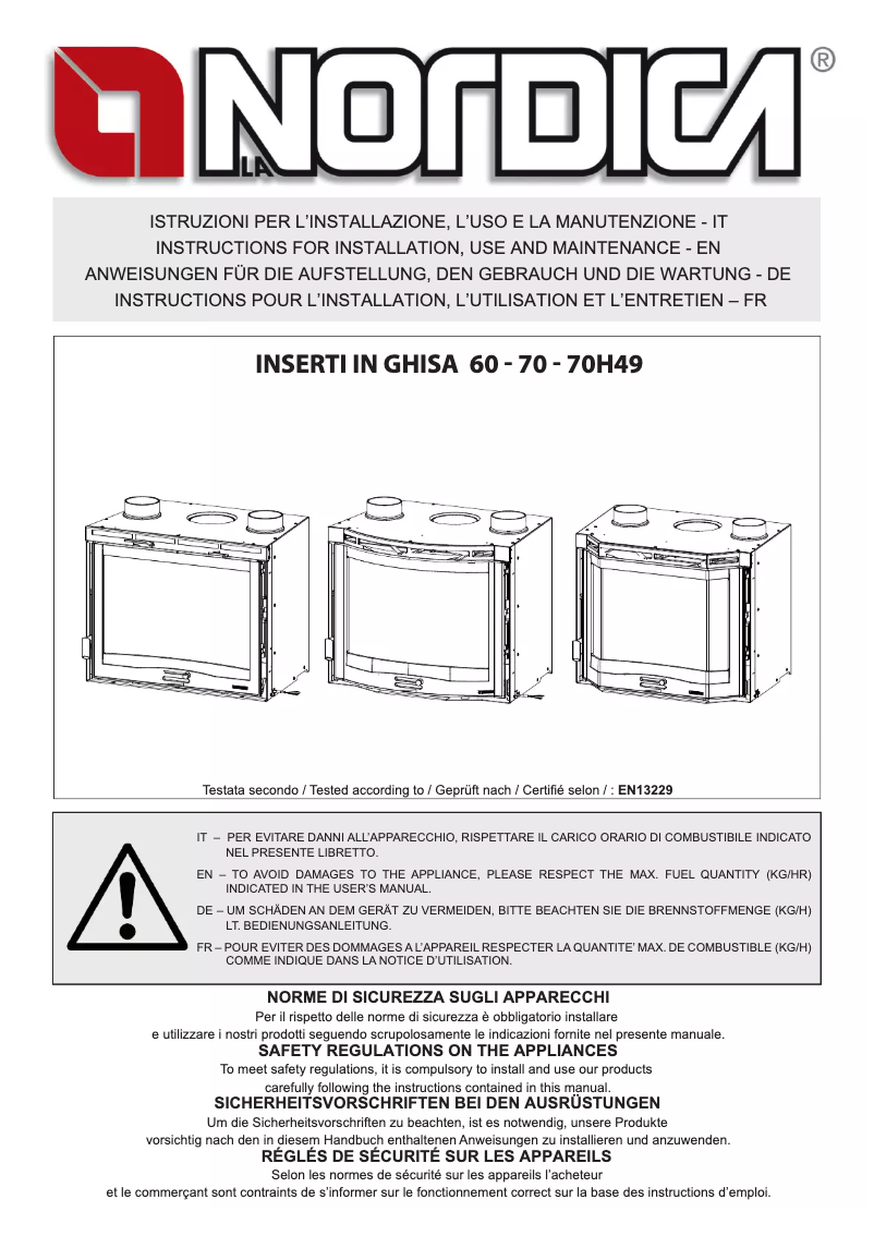 Página 1 del manual Manual de usuario La Nordica Inserto 70 Ventilato Tondo