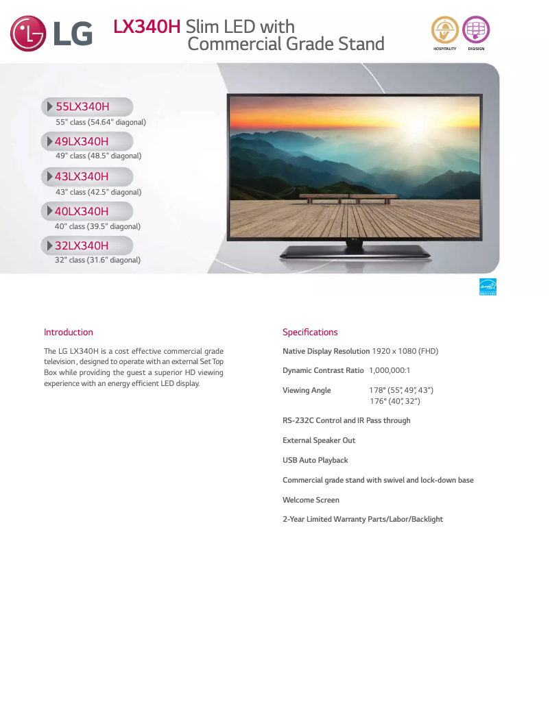 Page 1 de la notice Manuel utilisateur LG LX340H Slim LED