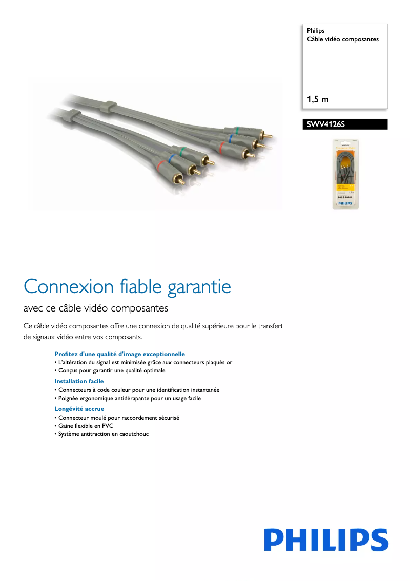 Page 1 de la notice Fiche technique Philips SWV4126S
