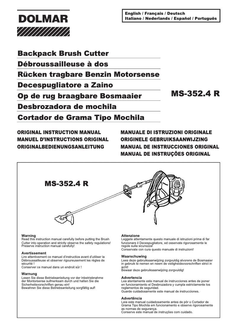 Page 1 de la notice Manuel utilisateur Dolmar MS352.4R