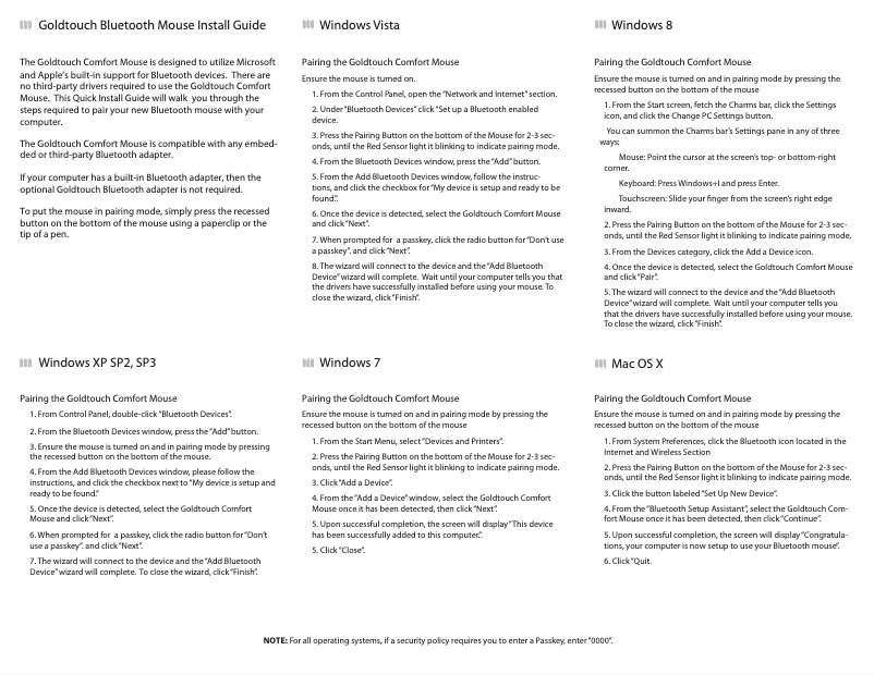 Page n°1 - Manuel utilisateur Goldtouch Bluetooth KOV-GTM-B