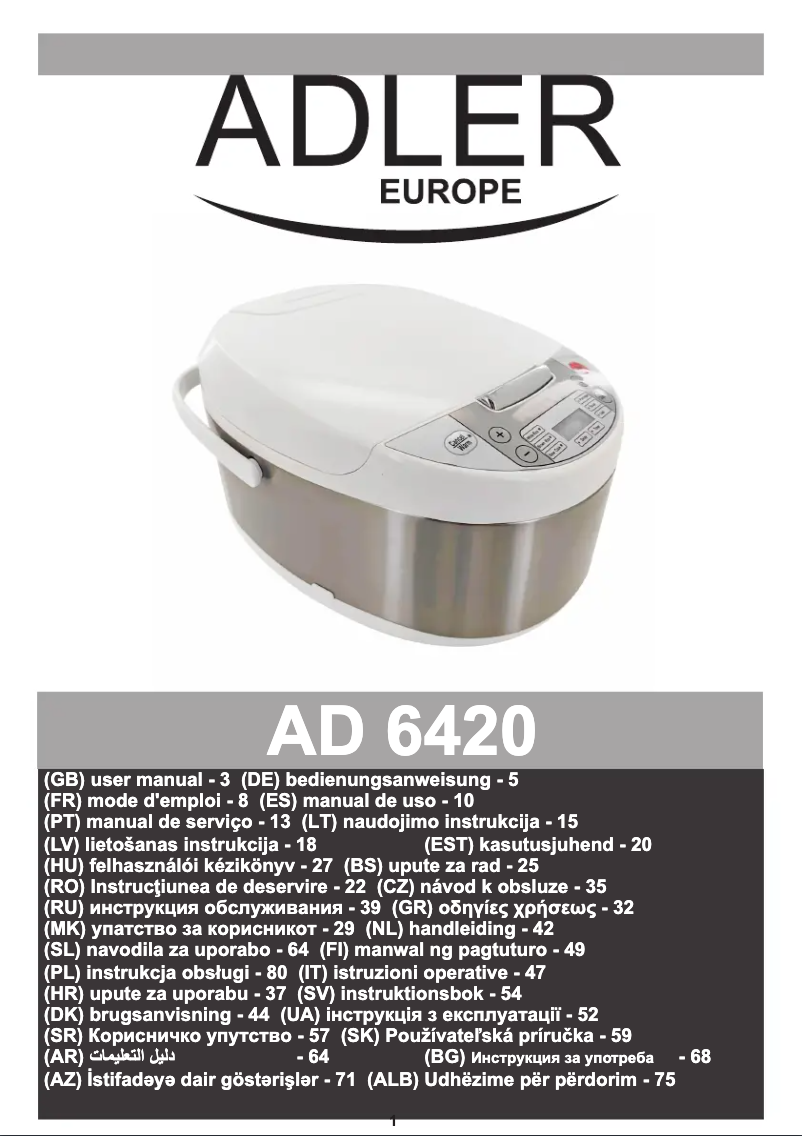 Image de la première page du manuel de l'appareil AD 6420