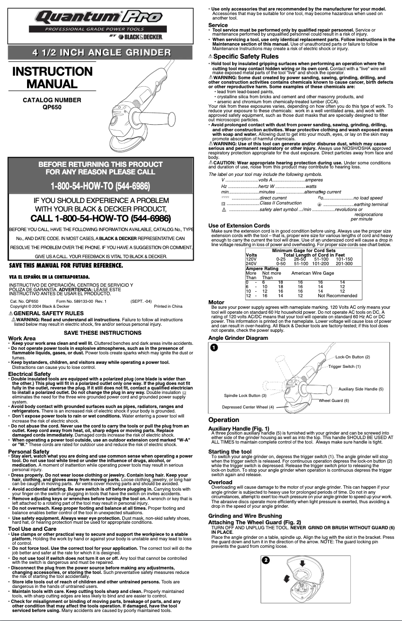 Page 1 de la notice Manuel utilisateur Black & Decker QP650