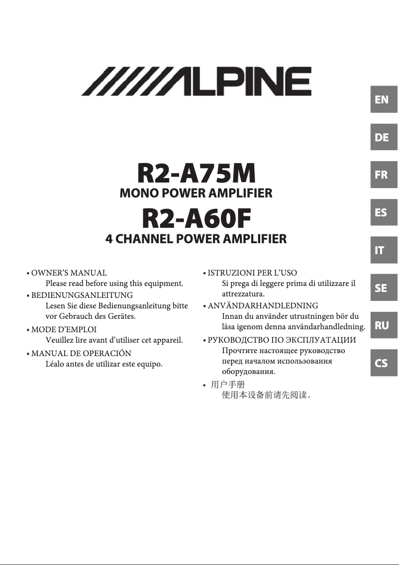 Page 1 de la notice Manuel utilisateur Alpine R2-A60F