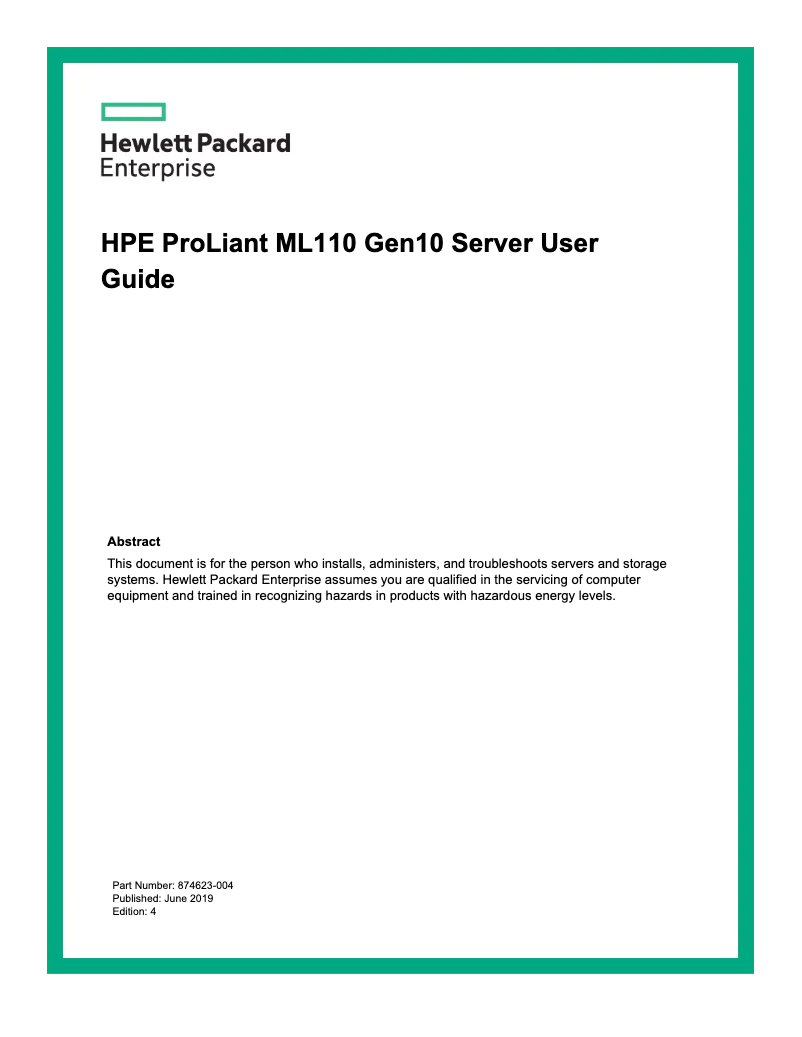 Página 1 del manual Manual de usuario HP ProLiant ML110 G10