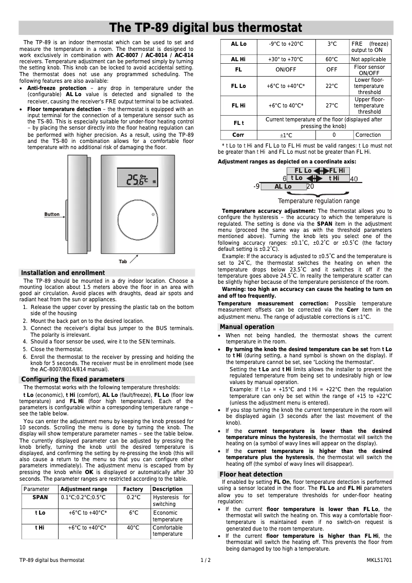 Image de la première page du manuel de l'appareil TP-89