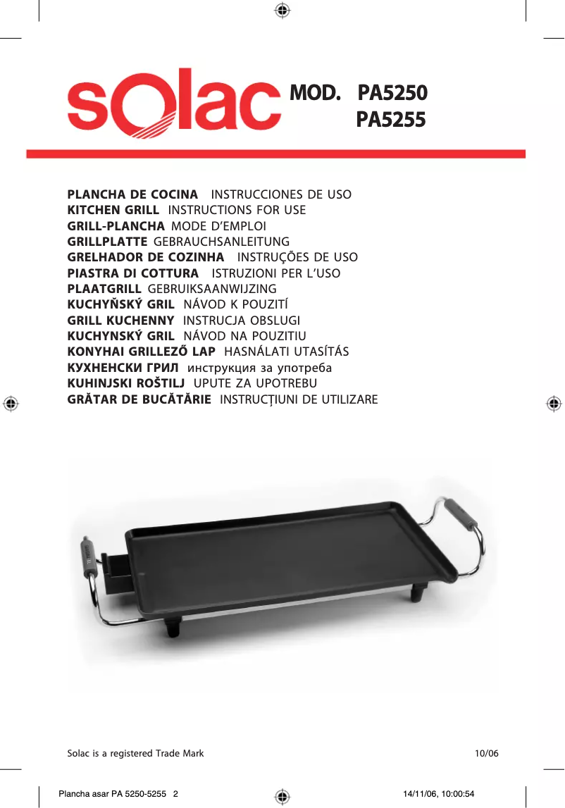 Page 1 de la notice Manuel utilisateur Solac PA5255