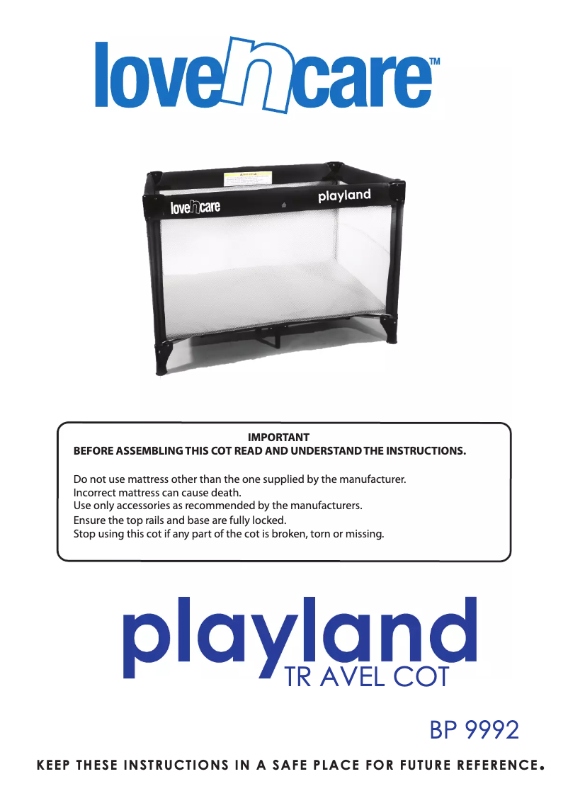 Image de la première page du manuel de l'appareil Playland