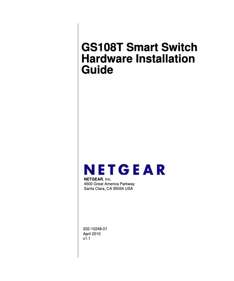 Page n°1 - Guide d'installation Netgear ProSafe GS108T