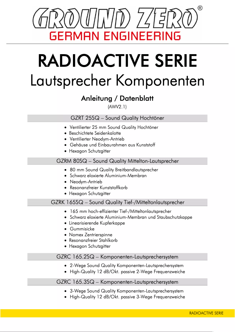 First page image of the manual for GZRK 165SQ