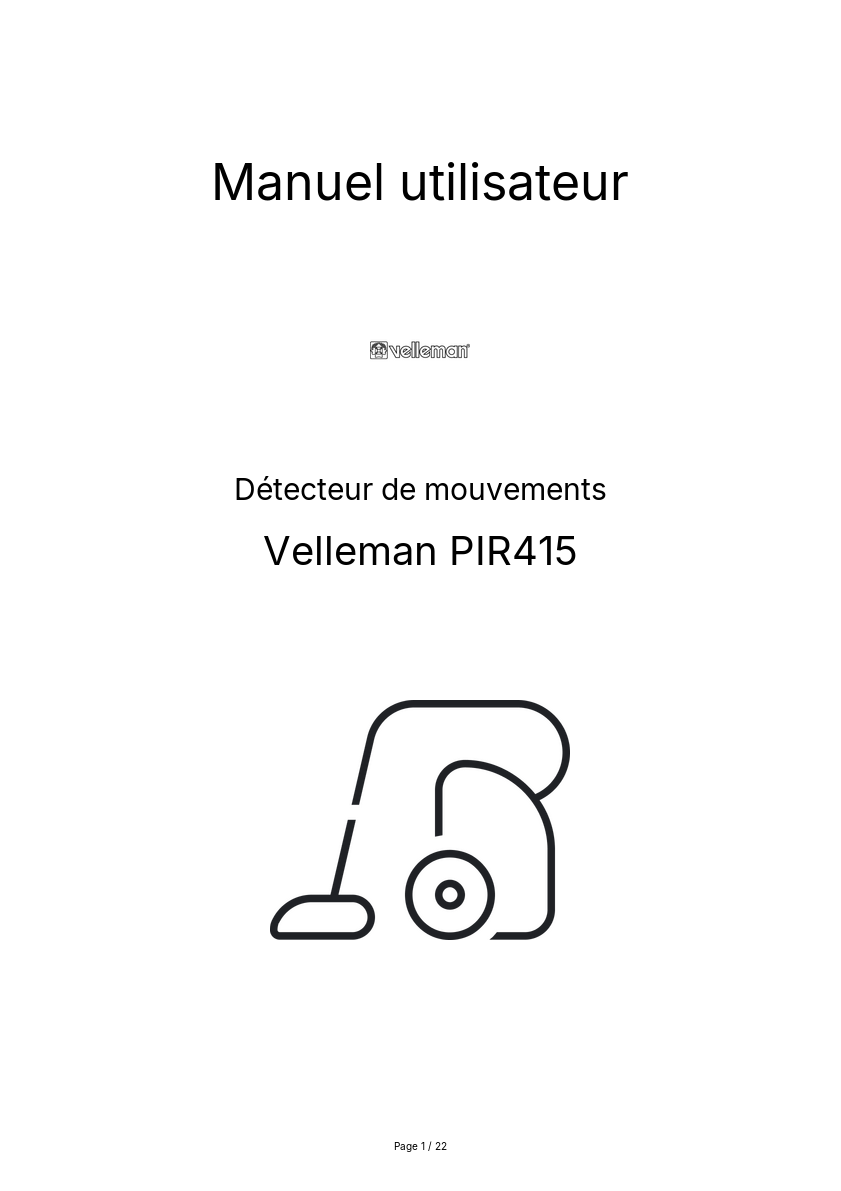 Image de la première page du manuel de l'appareil PIR415