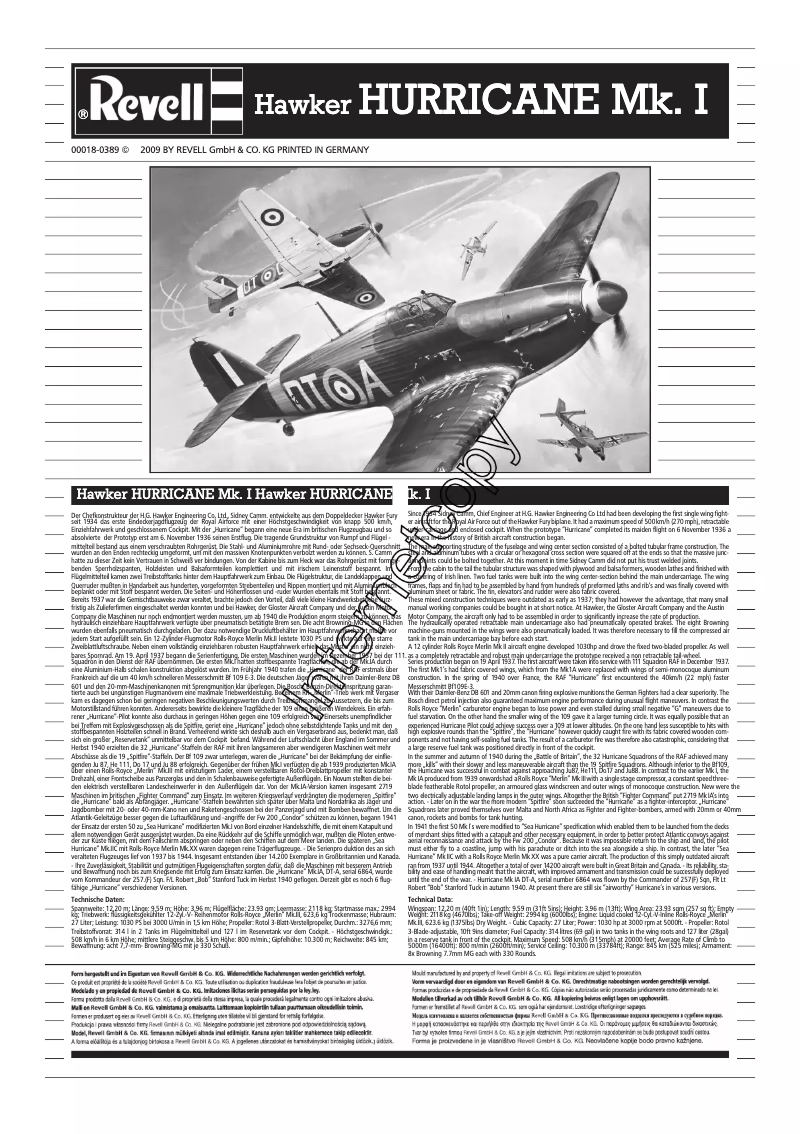 Image de la première page du manuel de l'appareil Hawker Hurricane Mk IIC